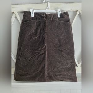 Talbots Rich Brown Corduroy Skirt Women’s Size 6  Stretch Pockets Classic